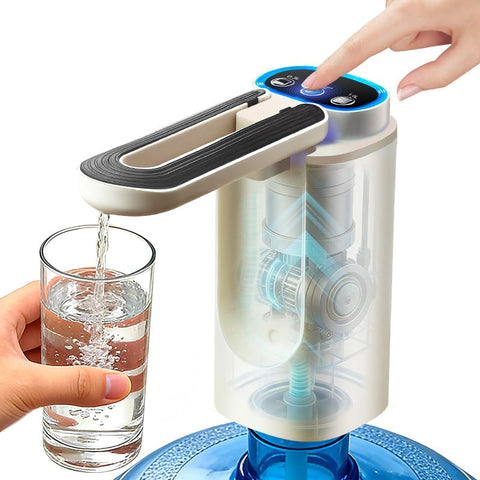 Automatic Water Dispenser Pump with Foldable Spout for 5 Gallon Bottle, Type-C Rechargeable 3 Quantitative Settings Food Grade Silicone Portable for Home & Outdoor Use
