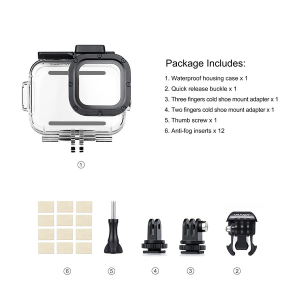 SOONSUN Waterproof Case for GoPro Hero 13/12/11/10/9 Black, 196FT/60M Underwater Protective Diving Housing With Bracket Screw Accessories