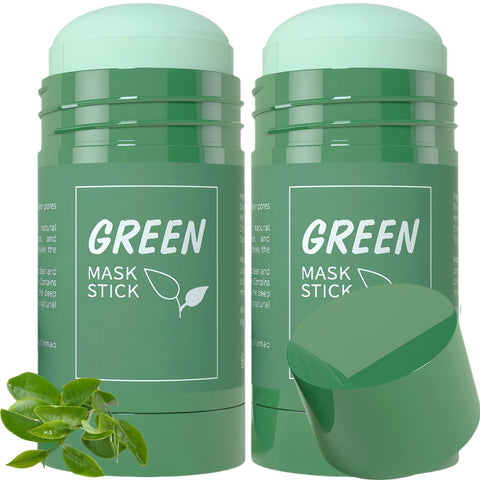 OunTechGlory 2PCS Green Tea Deep Cleanse Mask Stick, Deep Cleansing & Blackhead Remover, Green Tea Face Mask Stick, Moisturizes & Purifies Skin for Men & Women, Deep Cleansing Facial Pores for Skin