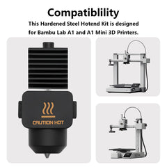A1, A2L Hardened Steel Hotend Kit, 3D Printer Print Head Hot End Heating Block Kit with 0.4mm Leak-proof Integrated Nozzle and Silicone Socks for Bambu Lab A1/A1 Mini/A2L