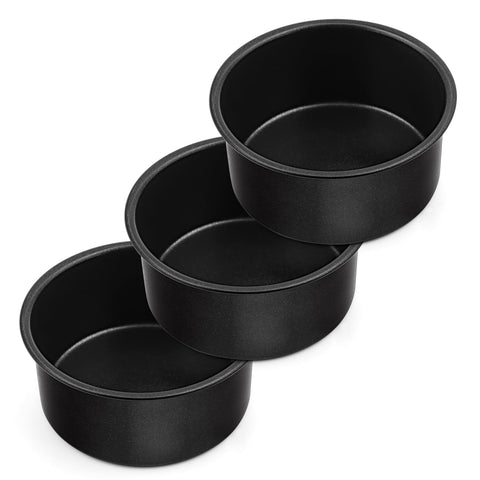 Homikit 4 Inch Cake Tin Set of 3, Stainless Steel Round Cake Mould for Small Cakes Breads, Wedding Birthday Christmas Baking, Healthy & Non-Stick, Easy Clean