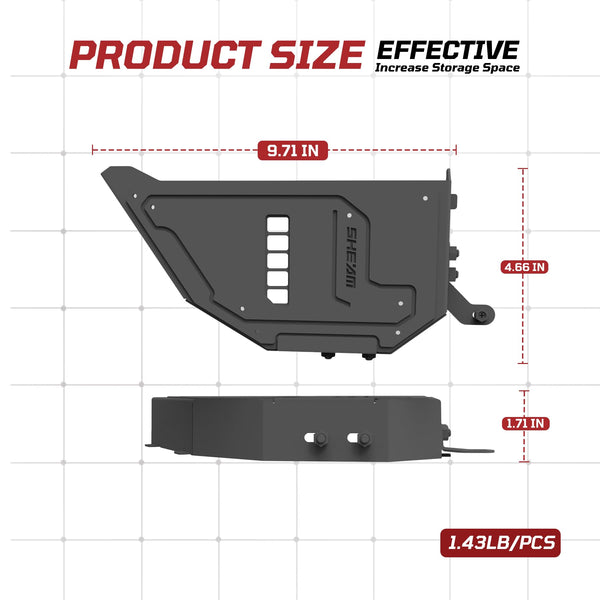 SHEAM Metal Front Door Storage Pockets for 2009-2018 Jeep Wrangler JK JKU, Sturdy Door Organizer Box Pockets Insert Accessories for Replace Sagging Nets -2 PCS