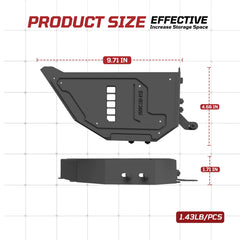SHEAM Metal Front Door Storage Pockets for 2009-2018 Jeep Wrangler JK JKU, Sturdy Door Organizer Box Pockets Insert Accessories for Replace Sagging Nets -2 PCS