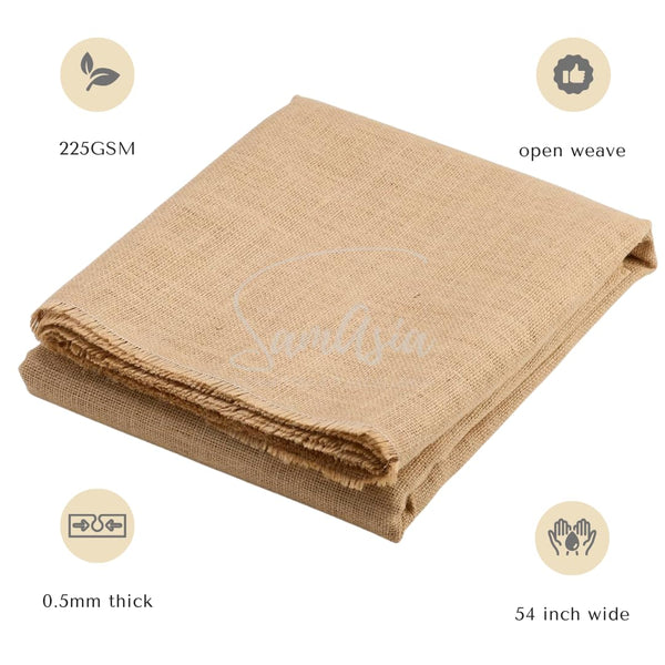 1m Hessian Fabric – Textured Burlap Jute Sack Material– 54” Inch Wide, 137cm Wide, 10oz 225GSM –Fabric for School Boards, Gardens, Table Runners, Arts & Crafts – by SAMASIA