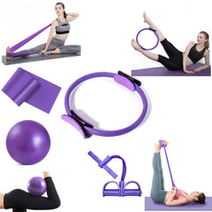 4PC ELITE PILATES KIT -PILATES BAR, Yoga Band, Pilates Band, Pull Up Band, YOGA EQUIPMENT, BOOTY Bands, BODY TRIMMER, Waist & Ab Shaper, Arms, Chest, Sit Up Pull ROPE (4PC ELITE Pilates Kit)