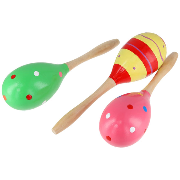 MOUYAT 10 Pcs Wooden Maracas, Full Size Painted Percussion Shakers Musical Instrument Maracas for Homes, Parties, Concerts, and Performances (19.5 x 6cm)