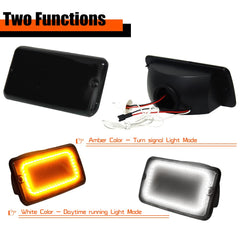 Tonsya For 1997 1998 1999 2000 2001 2002 2003 2004 2005 2006 Jeep Wrangler TJ Front Corner Turn Signal Parking Lights & Daytime running lamps 2 IN 1 Smoked Lens 55157033AA, 55157032AA