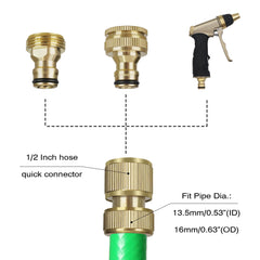 iBamso Garden Hose Connector, Solid Brass Garden Tap Connector, 1/2 Inch and 3/4 Inch 2-in-1 Faucet Connector, 1/2 Inch Quick Connect Garden Hose Fittings, Thread Easy Connect Faucet Adapter (4 Pack)