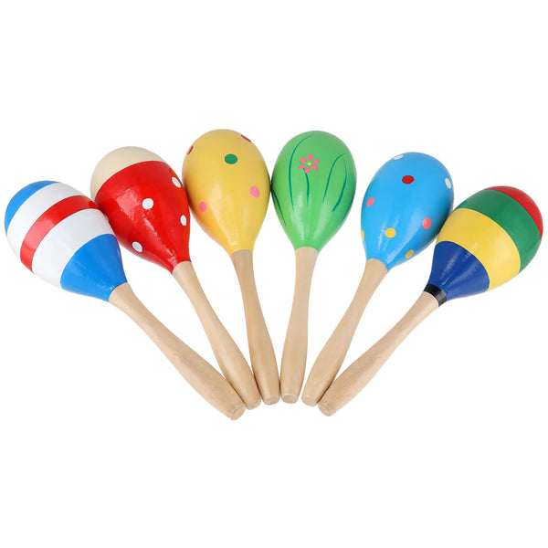 MOUYAT 10 Pcs Wooden Maracas, Full Size Painted Percussion Shakers Musical Instrument Maracas for Homes, Parties, Concerts, and Performances (19.5 x 6cm)