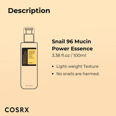 COSRX Advanced Snail 96 Mucin Power Essence 100ml, Skin Repair & Hydrating Serum, Snail Secretion Filtrate 96% & Hyaluronic acid, Korean Skincare