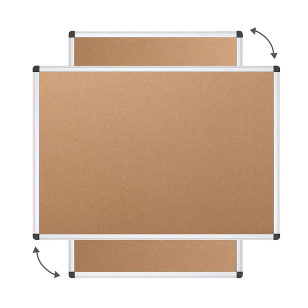 VIZ-PRO Cork Notice Board, 90x60cm, Silver Aluminium Frame
