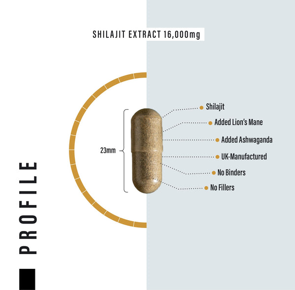 Shilajit Capsules 16,000mg -120 Days Supply - 60% Fulvic Acid - Added Ashwagandha, Lions Mane, Turmeric and Black Pepper - High Strength Himilayan Shalajit