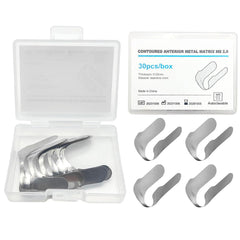 RWBATT 30Pcs/Box Anterior Matrix Bands, Dental Metal Curvature Matrix Bands for Proximal Anterior Restoration Thickness 30μm