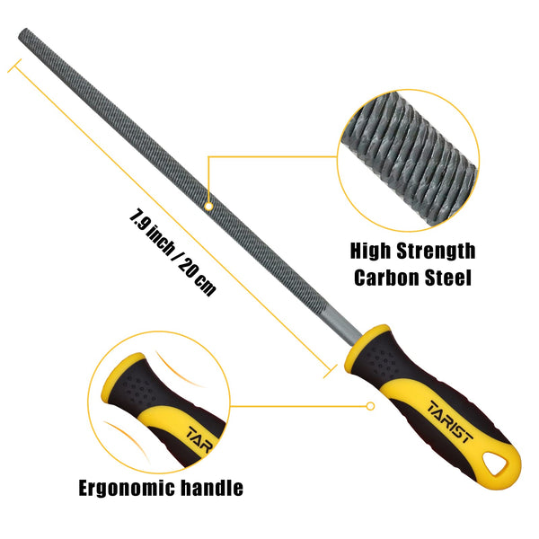 TARIST Metal File Set, 3-Piece, 8-inch,Professional Carbon Steel File ...