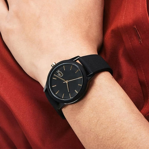 Lacoste Analogue Quartz Watch for Women LACOSTE.12.12 LADIES Collection with Black Silicone Bracelet - 2001064