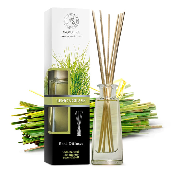 Reed Diffuser Lemongrass 100ml - Natural Lemongrass Essential Oil - Room Fragrance - Home Fragrance - Air Freshener - Scented Diffuser - Gift - Aromatherapy - Spa - Home - Office - Boutique