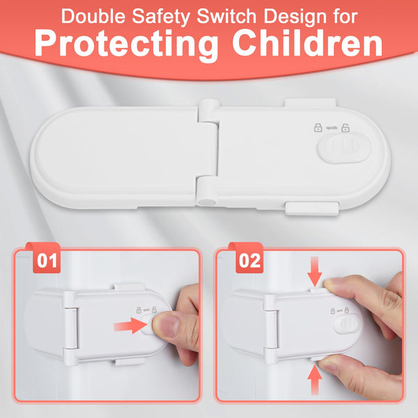 REDTRON Child Safety Cabinet Locks, Baby Proof Cupboard Locks with 3M Adhesive, Child Locks with No Trapped Fingers, No Tools Needed, Easy Installation(4 Pack, White)