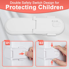 REDTRON Child Safety Cabinet Locks, Baby Proof Cupboard Locks with 3M Adhesive, Child Locks with No Trapped Fingers, No Tools Needed, Easy Installation(4 Pack, White)