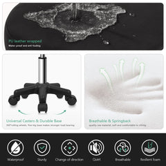 FURWOO Round Rolling Stool with Wheels Height Adjustable Spa Stool for Salon Massage Home Kitchen Black