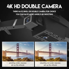 Lonexo V3 Drone Dual wide-angle HD camera WiFi height Hold Foldable RC quadrotor helicopter Rechargable drone (Black)