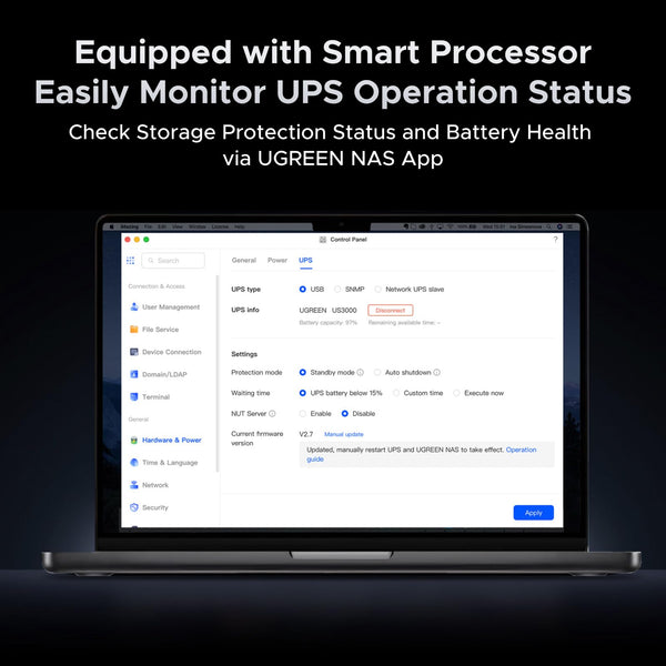 UGREEN NAS UPS, 120W DC Battery Backup and Surge Protector, 12000mAh Uninterruptible Battery Power Supply Compatible NAS DXP2800, DXP4800, DXP4800 Plus, DXP480T Plus, DH2300, DH4300 Plus Only