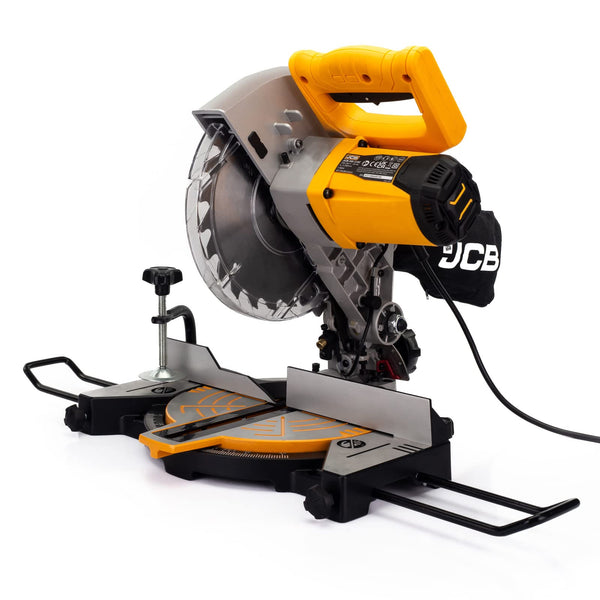 JCB 210mm Mitre Saw with Laser Guide, 4 Cut Settings & Dust Collection Feature, 45 Degrees, 5500rpm, Soft Grip Handle, 3 Year Warranty