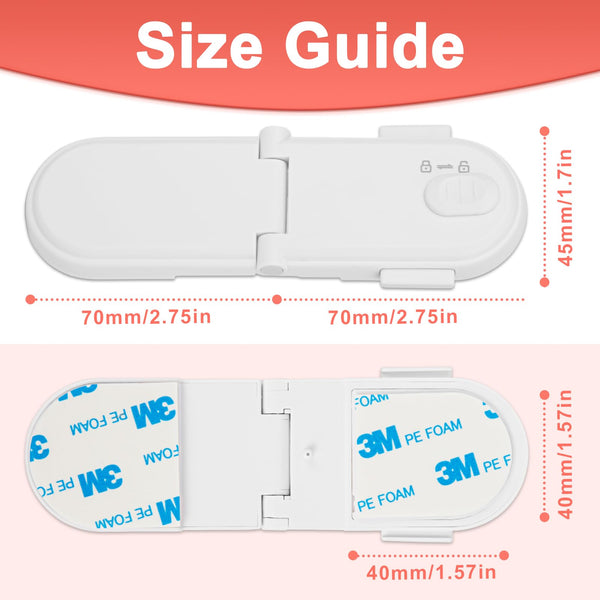 REDTRON Child Safety Cabinet Locks, Baby Proof Cupboard Locks with 3M Adhesive, Child Locks with No Trapped Fingers, No Tools Needed, Easy Installation(4 Pack, White)