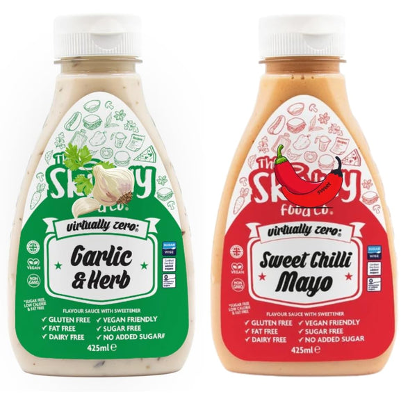Zero Calorie Flavour Sauces – Garlic & Herb and Sweet Chilli Mayo – Fat Free, Sugar Free, Vegan Friendly, Gluten Free – 425ml Bottles (2-Pack)