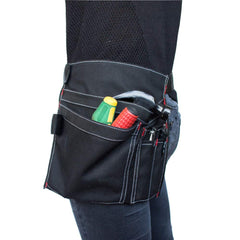 Cyleibe Tool Belt Pouch, 12OZ Multifunctional Canvas Waist Apron Tool Pocket Bags with Adjustable Belt Clip for Workshop Storage/Wood Working Tools/Screwdriver Pouch/Garden - Black