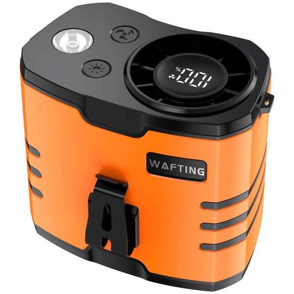 WAFTING Portable Waist Fan - 12000RPM High-Speed Belt Fan, 10-Speed Adjustable, 10000mAh Rechargeable, LED Display Shirt Air Conditioner for Camping, Hiking, and Outdoor Work(Orange)