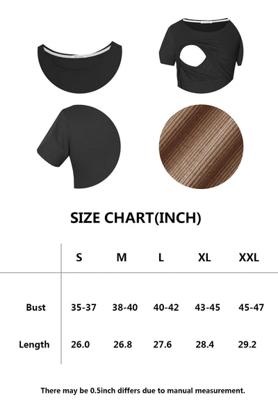 Smallshow Women's Nursing Tops Ribbed Short Sleeve Breastfeeding Clothes 4 Pack,Black-Brown-Deep Grey-Light Grey,M