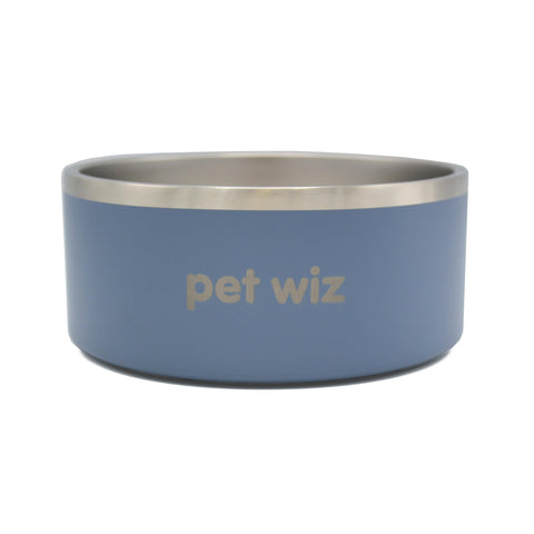 Stainless Steel Double Walled Dog Bowls | Durable, Non-slip & Dishwasher Safe Pet Bowl with Powder Coating Colour | Available in 900ml and 1900ml, in Grey or Teal (Grey, 1900ml)