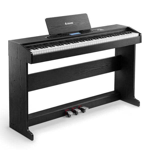 Donner DDP-95 Beginner Digital Piano with 88 Key Weighted Keyboard, Full Size Piano Keyboard Boast Wireless Connection, Record, 11 * 5 cm LCD, 610 Tones, 600 Rhythms, 3 Piano Teaching Modes, Black