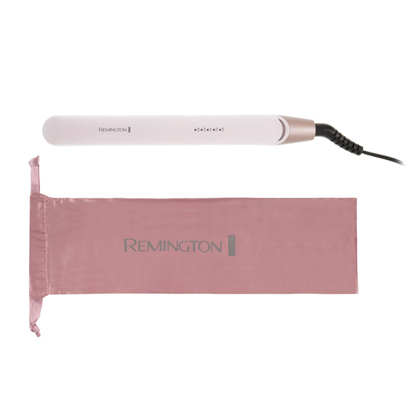 Remington Straightener [Advanced Ceramic + Almond Oil] Almond Allure (Ultra-Fast Heat Up, Digital Temperature Control, Curved Design for Curls & Waves, Extra-Long Plates, Worldwide Voltage) S4807