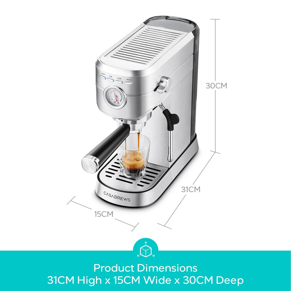 CASABREWS CM5418 Espresso Machine 20 Bar, Barista Espresso Maker with Steam Milk Frother, Stainless Steel Coffee Machine with 1L Removable Water Tank for Cappuccino, Latte, Silver