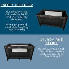 BabyDan Extra Large Travel Cot, 60x120cm (Baby Playpen) - Versatile Comfort for Your Baby's Sleep and Play