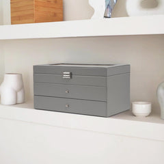 ProCase 3-layer Sunglasses Storage Organizer, 18 Slots Leather Sunglass Box Multiple Pairs Eyeglass Cases Eye Glass Eyewear Display Holder for Men Women -Grey