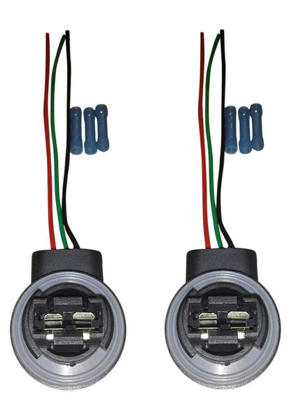 (SET OF TWO) Muzzys 3157/4157 Wire Harness Pigtail Socket for LED and Standard Bulbs Turn Signal, Brake Light, DRL, Daytime Running Lights, Backup, Reverse Lights