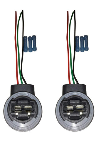 (SET OF TWO) Muzzys 3157/4157 Wire Harness Pigtail Socket for LED and Standard Bulbs Turn Signal, Brake Light, DRL, Daytime Running Lights, Backup, Reverse Lights