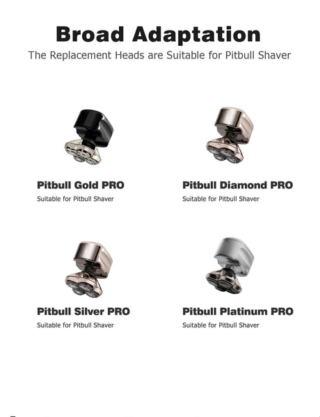 Shaver Head Compatible with Pitbull Skull 4Pcs, Mellbree Replacement Head Compatible with Pitbull