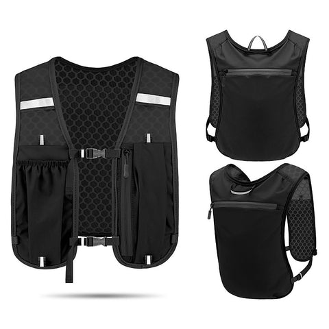 Unisex Running Vest with Phone Holder & Storage Adjustable Hydration Vest Lightweight & Breathable Running Backpack for Running Cycling Hiking (black, one size)