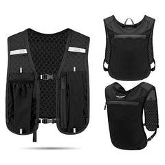 Unisex Running Vest with Phone Holder & Storage Adjustable Hydration Vest Lightweight & Breathable Running Backpack for Running Cycling Hiking (black, one size)