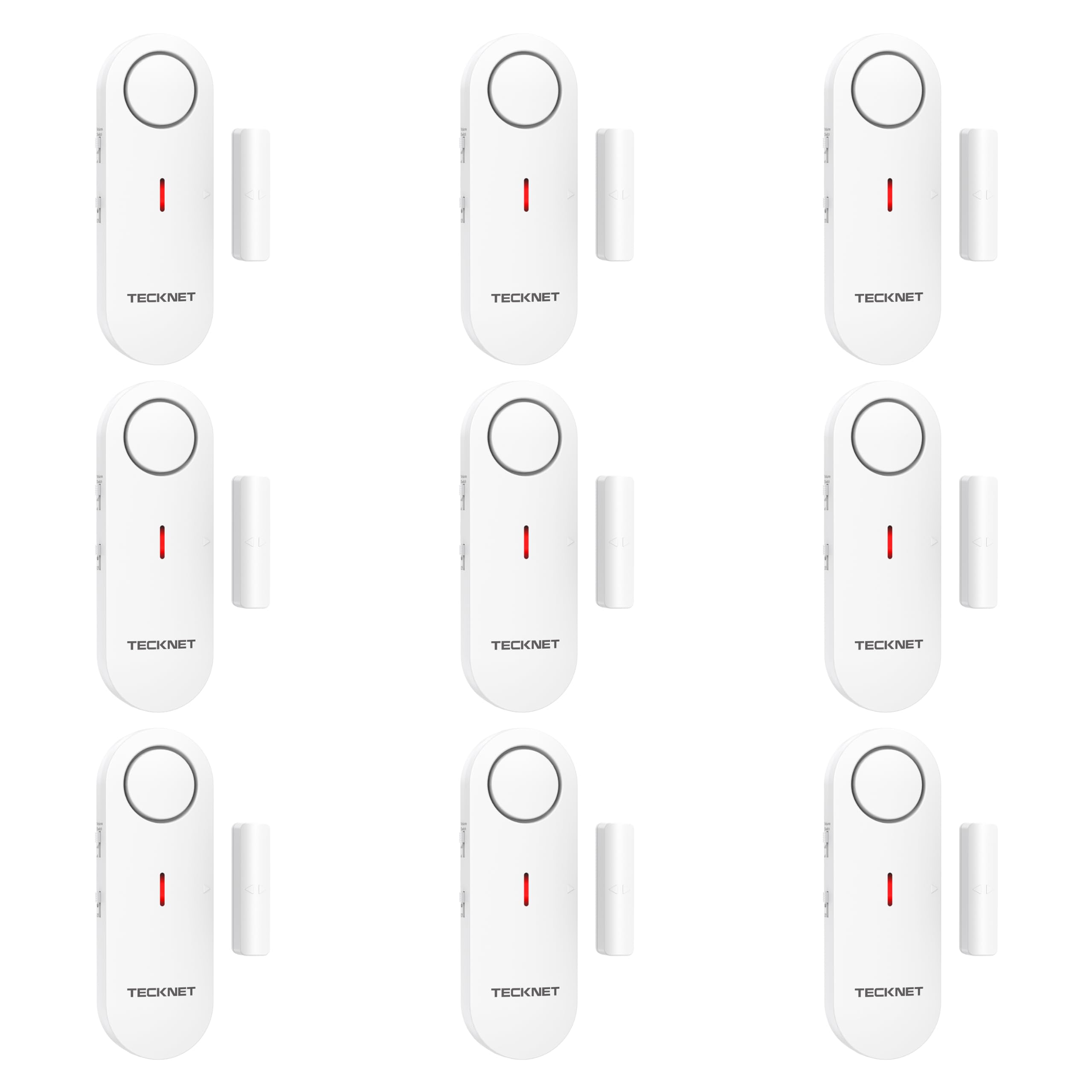 TECKNET Door Alarm Sensor, Mini Window Alarm Sensors, Door Sensor Alarm for Home Security Systems with Quick Loud 100dB Ring Alarm, Wireless Burglar Alarms for House, Shop, Office, Garage (9 PCS)