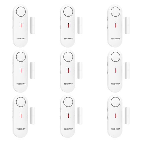 TECKNET Door Alarm Sensor, Mini Window Alarm Sensors, Door Sensor Alarm for Home Security Systems with Quick Loud 100dB Ring Alarm, Wireless Burglar Alarms for House, Shop, Office, Garage (9 PCS)