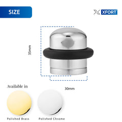 XFORT Polished Chrome Floor Mounted Door Stopper - Soundproof Door Stop with Rubber Ring to Protect Doors, Walls & Skirting - Internal and External, 2 Pack