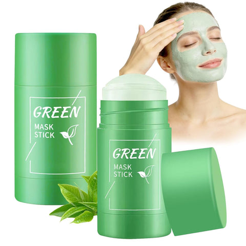 2pcs Green Tea Mask Stick For Face, Moisturizing Solid Mask, Deep Cleansing For Men And Women Of All Skin Types