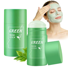 2pcs Green Tea Mask Stick For Face, Moisturizing Solid Mask, Deep Cleansing For Men And Women Of All Skin Types