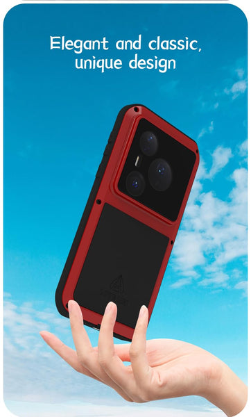LOVE MEI for Huawei Pura 80 Pro/Huawei Pura 80 Pro+ Metal Case,Outdoor Heavy Duty Rugged Aluminum Metal Military Bumper Shockproof Protection Case Cove 【Without Tempered Glass】 (Red)