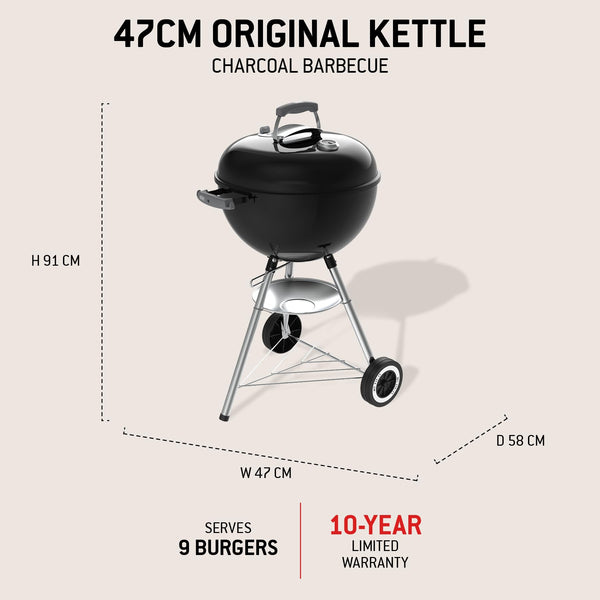 Weber Original Kettle Charcoal Barbecue 47 cm with Stand & Wheels