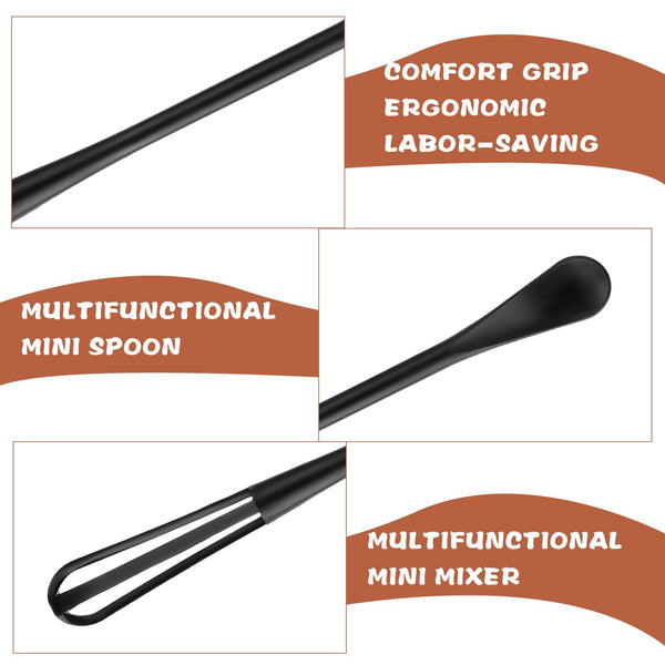 Andibro Multifunctional Mini Whisk, 2 Pcs Small 2 in 1 Whisk Utensil Mini Sugar Spoon Small Mixing Balloon Whisk Wisking Tool Set for Blending Beating Ingredients Mixing Sauces
